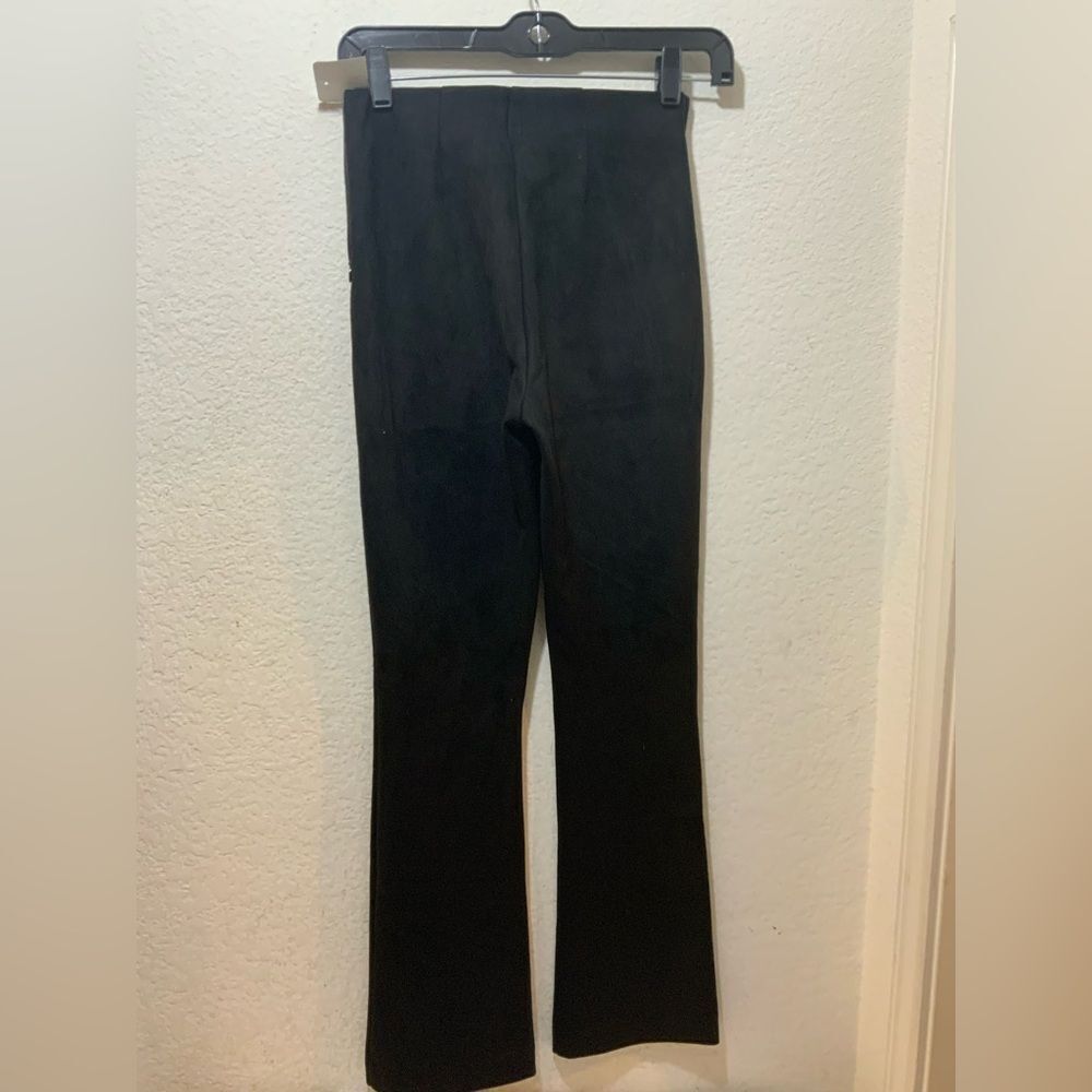 Tuckernuck Women's XSmall Faux Suede Black Straight Leg Mid Rise Dress Pants